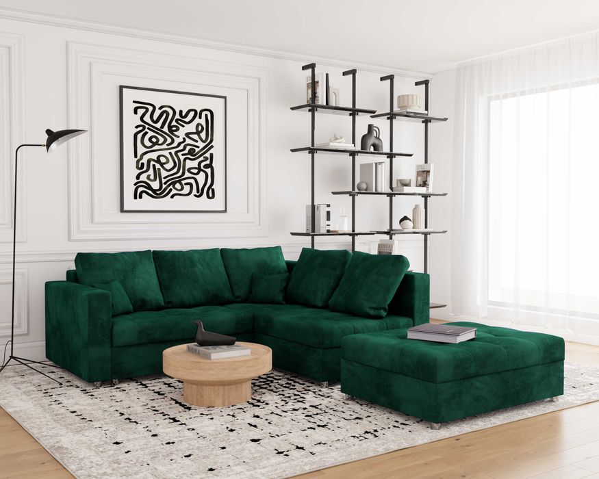 NAROŻNIK MINI PRINCE+duża pufa ,Rozkładany +pojemnik ,PRÓBNIKI GRATIS!