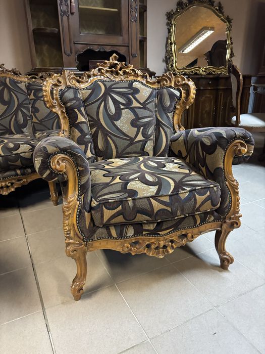 Włoski Stylowy Komplet Wypoczynkowy Sofa 2 Fotele Meble Stylowe Italy