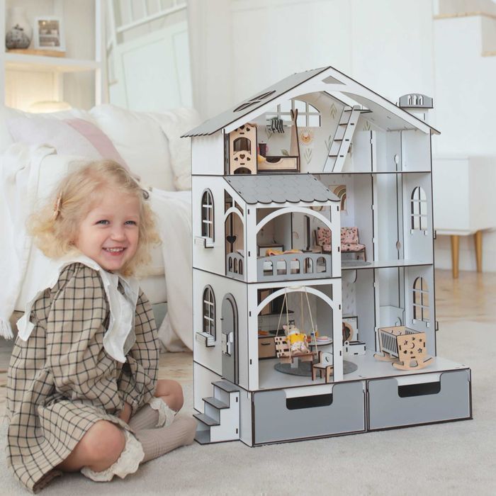 Ляльковий будинок Смарт з ящиками органайзерами +вітальня лол іграшки