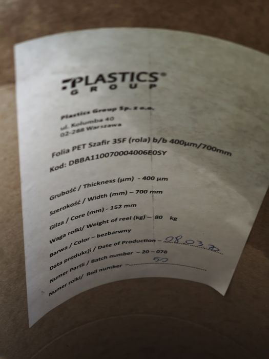 Folia PET 0,4mm bezbarwna