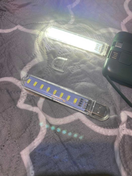 3 Мини светильника USB, 8 светодиодов. Удобно с пауэрбанком.