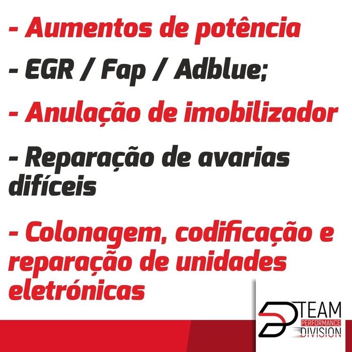 Reprogramação Centralinas auto FLEX
potência/egr/fap/adblue/chiptuning
