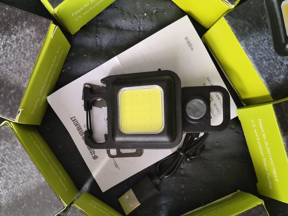 COB Тактический фонарик брелок на аккумуляторе в металле Tipe C  3 реж