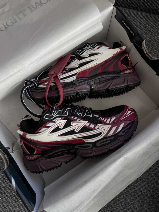 Кеди Off-White Be Right BACK Burgundy кросівки офф вайт червоні чорні