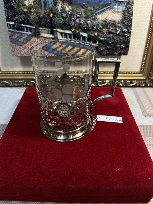 Подстаканник серебро Кубачи СССР 875’ +стакан термостойкий