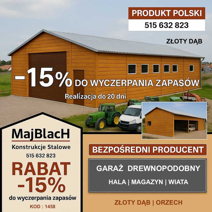 PRODUCENT  Wiat /Hal Garaży  Blaszanych | Montaż + Dostawa – Maj-Blach