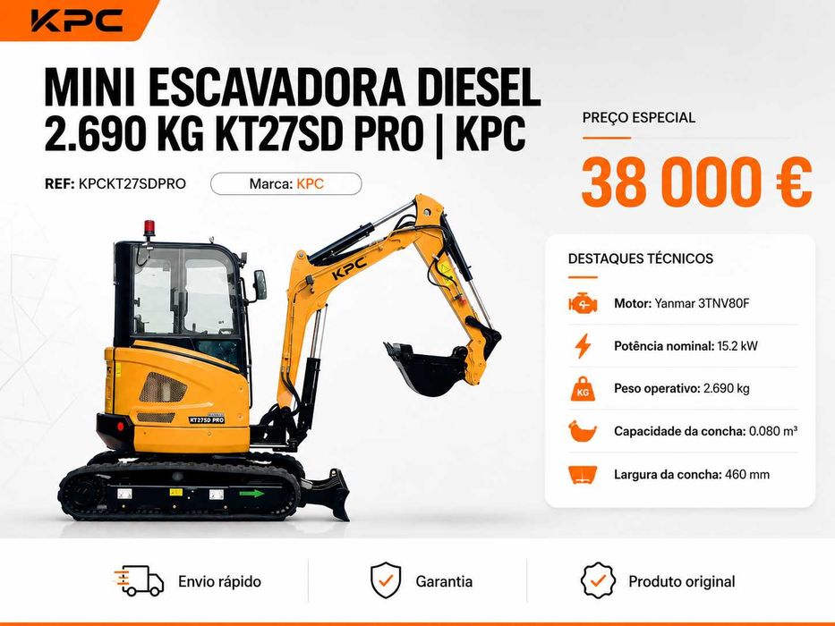 MINI ESCAVADORA DIESEL KPC PRO 2690KG LL29