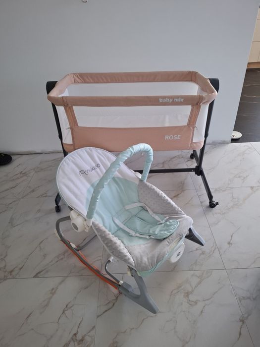 Dostawka- Łóżeczko dostawne + bujaczek