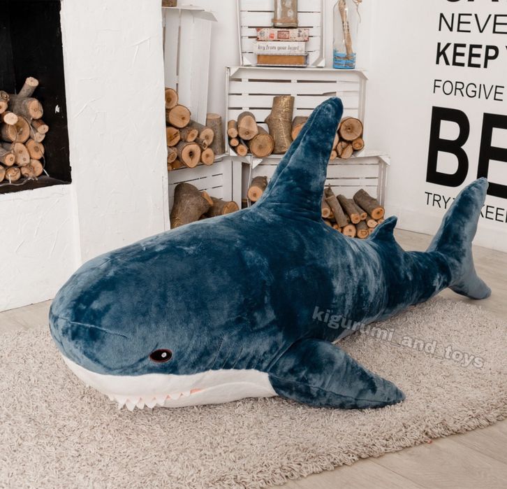 Мʼяка іграшка Акула ікеа синя рожева Мягкая игрушка Акула IKEA синяя