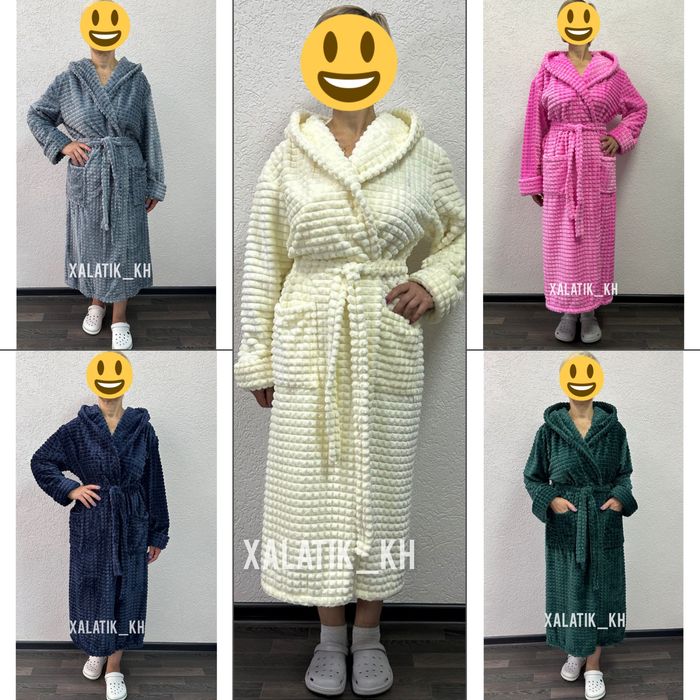 М'якенький жіночий халат з подвійним капюшоном