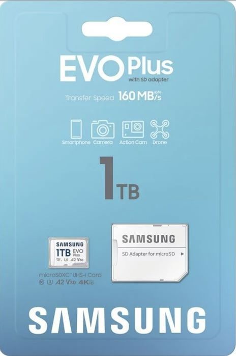 Карта пам'яті Samsung Evo Plus microSDXC 1TB UHS-I U3 V30 A2 + SD адаптер