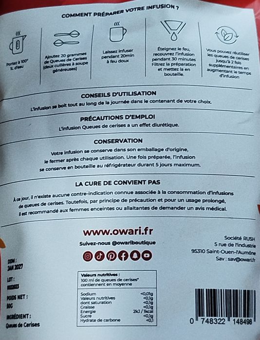 2 x Owari . Detox Diureta i Queues się Cerises. 2 x 50 g