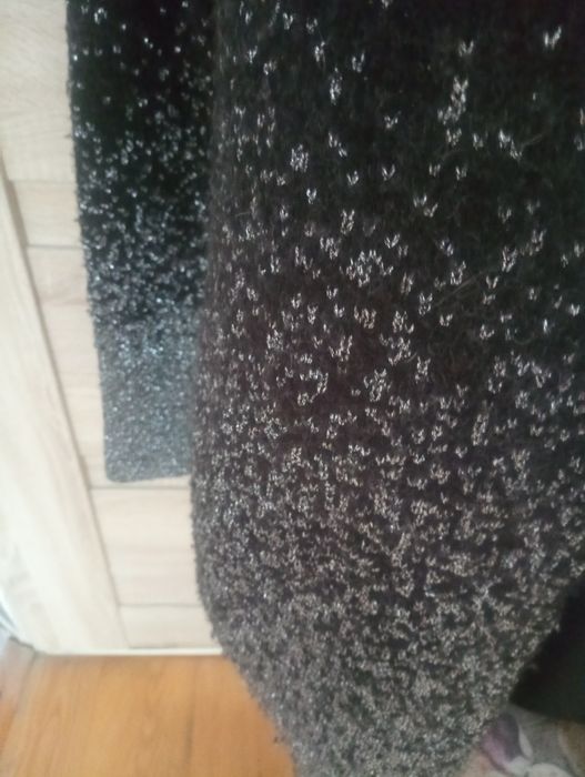 Długi kardigan czarno srebrny M