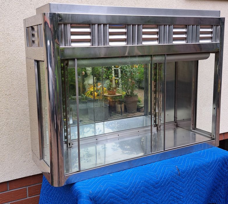 2 Witryny retro antyk Art Deco stal niklowana USA loft