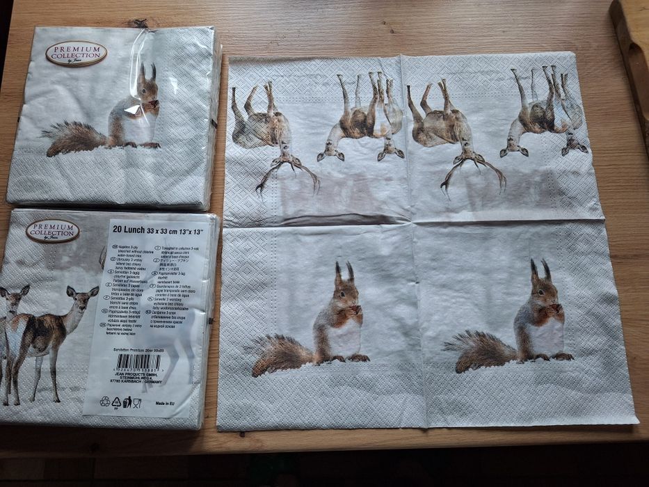 Serwetki do  decoupage i nie tylko wiewiórka jeleń sarna