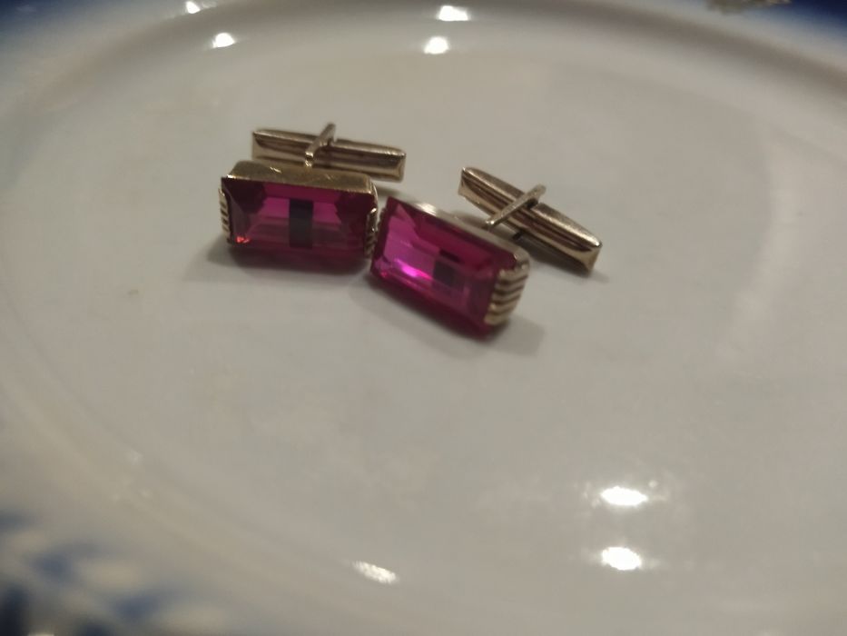 Запонки серебро позолота 875 звезда СССР.