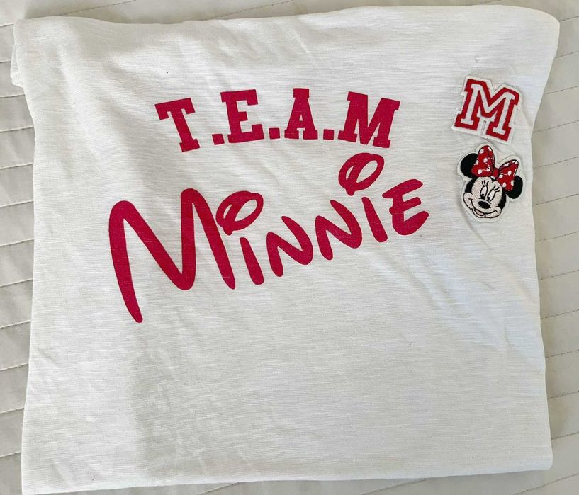 Disney t-shirt roz. 40 biały czerwony team minnie myszka mini
