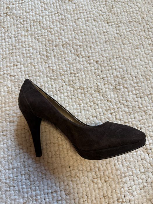 Czółenka szare i brązowe zamsz 40 (dwie pary)