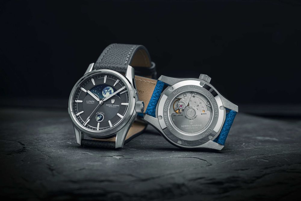NMI LUNØR Shore Grey – automat, moonphase, pasek + bransoleta