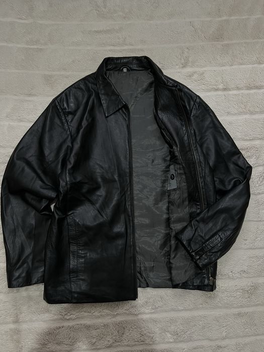 ZARA (S/M) Leather Jacket мужская кожанка кожаная куртка на молнии чер