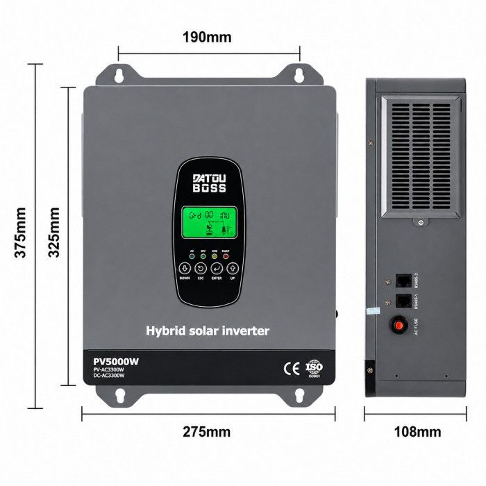 3,3 кВт Комплект резервного живлення Інвертор Datouboss + 2 акумулятора 12V/100Ah для будинку, квартири