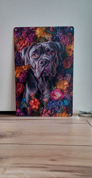 Dekoracyjna tabliczka Cane Corso flowers styl Art Deco
