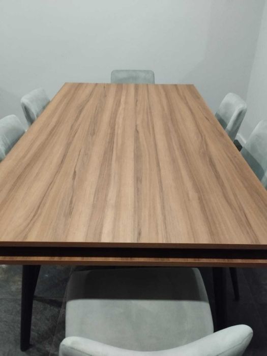 Conjunto de Mesa de Sala de Jantar + 6 Cadeiras