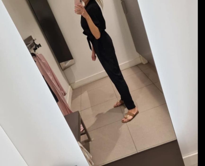 H&M czarny kombinezon z paskiem w talii 34 XS