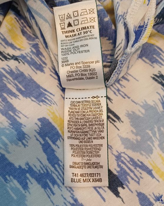 Biały niebieski tshirt damski bluzka Marks and Spencer rozmiar XL