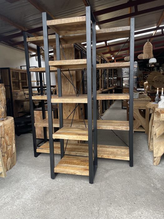 Regał/styl industrialny/drewno egzotyczne /mango/