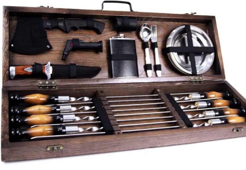 Подарочный Набор Шампуров В Деревянном Ящике 007
