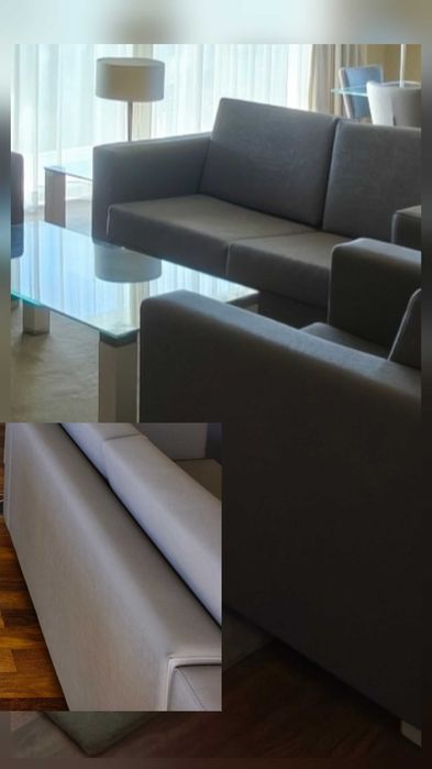 Conjunto de três sofás cinza