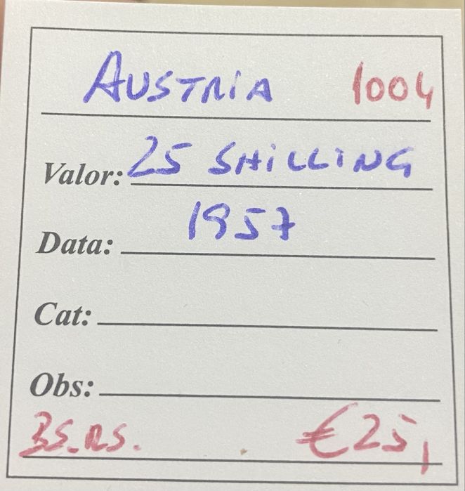 Moeda 1004 - AUSTRIA 25 Shilling 1957 Prata