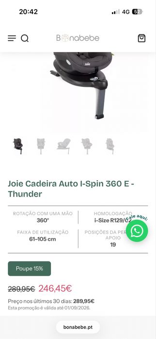 Cadeira de bebé Auto I-Spin 360 E