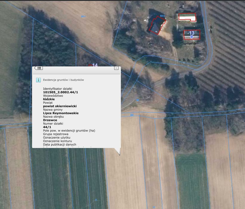 Działka siedliskowa MPZP Drzewce Lipce Reymontowskie. Plan ogólny przeznaczenie pod farmę PV