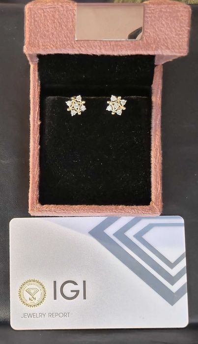 Kolczyki Ze Złota 14K(585) 2.30GR I Diamentami Naturalnymi 0.56CT