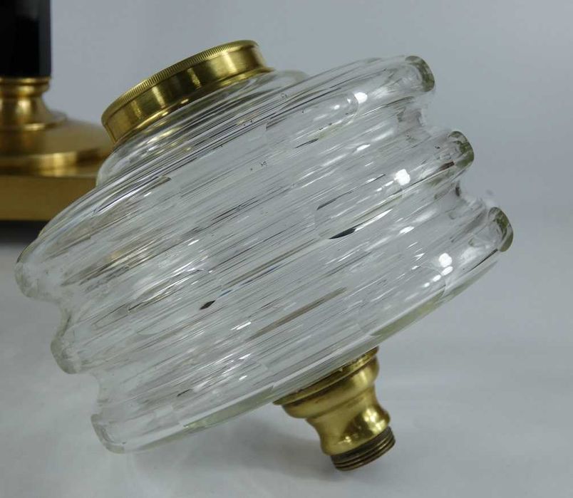 Stołowa lampa naftowa Art Deco mosiądz BRENNER MATADOR kominek KLOSZ