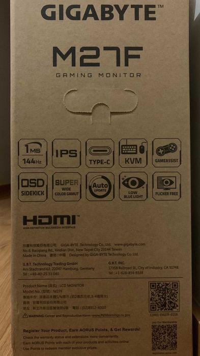 Monitor Gaming Gigabyte (novo e selado)