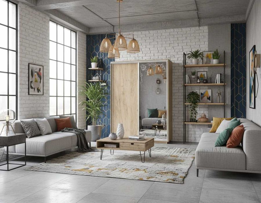 Шкаф-купе 1200×600×2200 в цвете дуб крафт серый