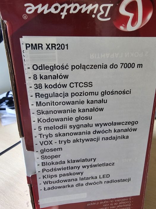 krótkofalówki PMR BINATONE XR201, zasieg do 7km