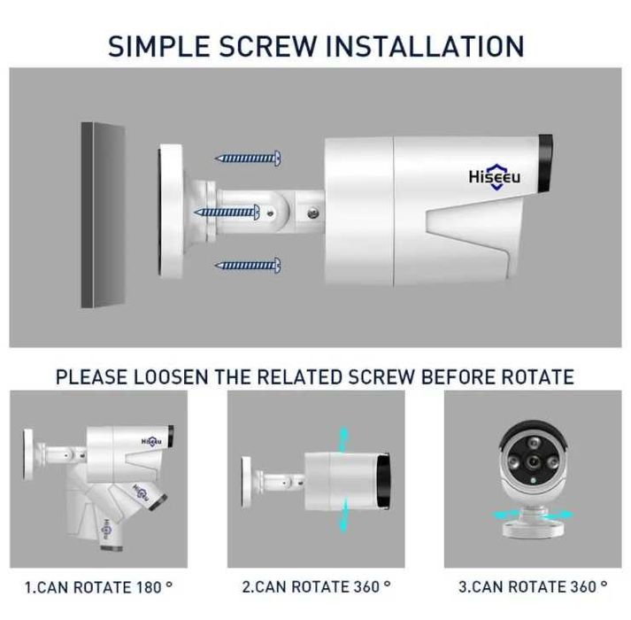 Wi-FI video vigilância kit Cctv 1536p Hiseeu 8CH 8 câmaras + NVR app