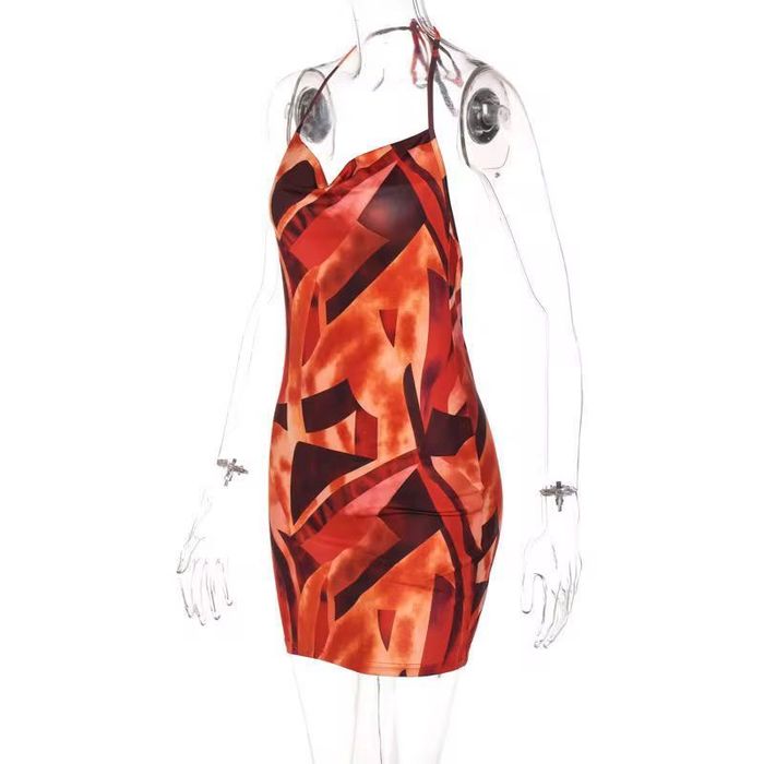 Vestido de menina justo, sexy, com decote halter, casual e elegante, ideal para o verão, com cintura subida e perfeito para a praia.