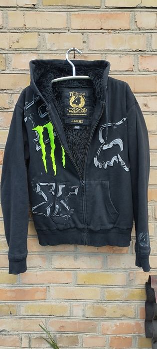 Винтажная толстовка на молнии Monster Energy Fox Racing collab Ricky  Carmichael  Y2K