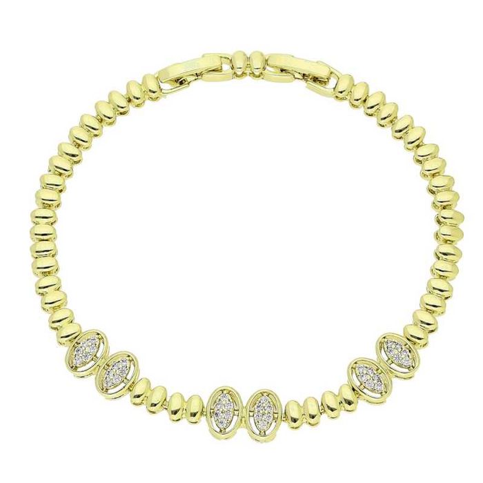 85958 Bransoletka stal chirurgiczna 316L pozł.14k cyrkonie 19-17,5 CM 8 MM