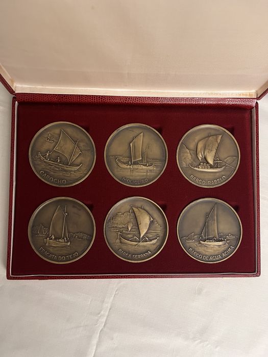 Barcos Típicos Portugueses De Rio Estojo de 6 Medalhas em Bronze