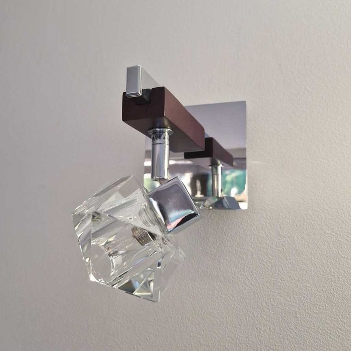 Kinkiet Lampa Drewno Stal Chromowana G9 Light Prestige