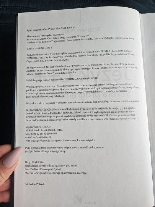 Język C++ Szkoła programowania – Stephen Prata
Autor: Stephen Prat