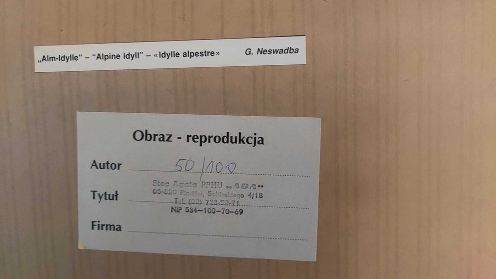 Reprodukcja dużego obrazu "Alpine idyli" autor G.Neswadle