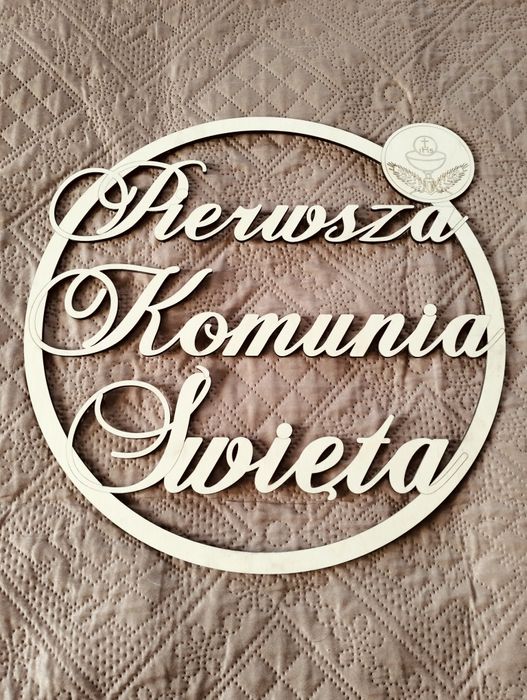 Pierwsza Komunia Święta baner, ozdoba dekoracja ażurowa sklejka