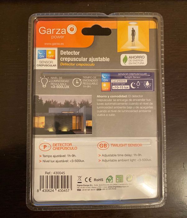 Detetor de Inundação & Detetor Crepuscular Ajustável - Garza Power